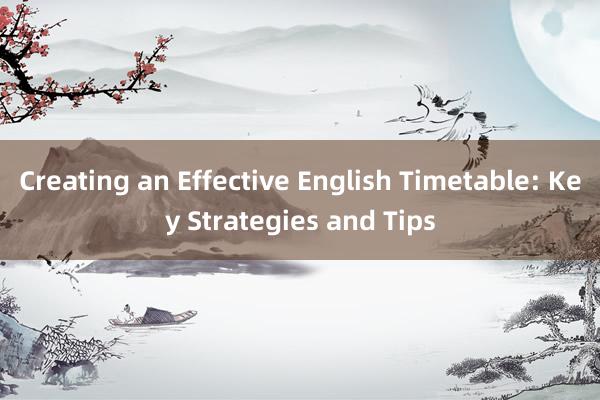 Creating an Effective English Timetable: Key Strategies and Tips